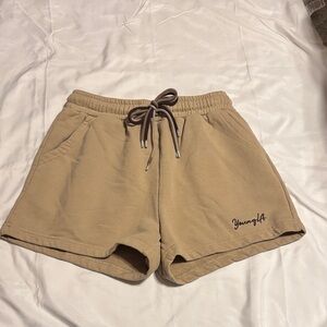 YoungLA Women's Beige Athletic Shorts